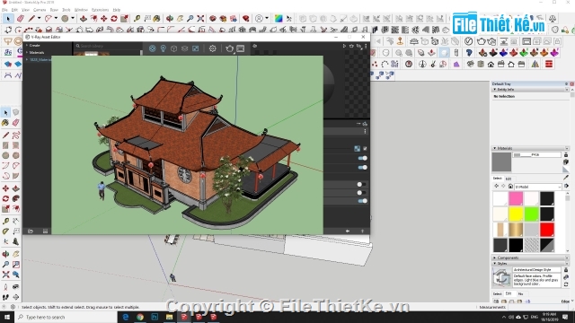 Sketchup nhà cổ,Nhà cổ truyền thống,model SU nhà cổ,mẫu nhà cổ